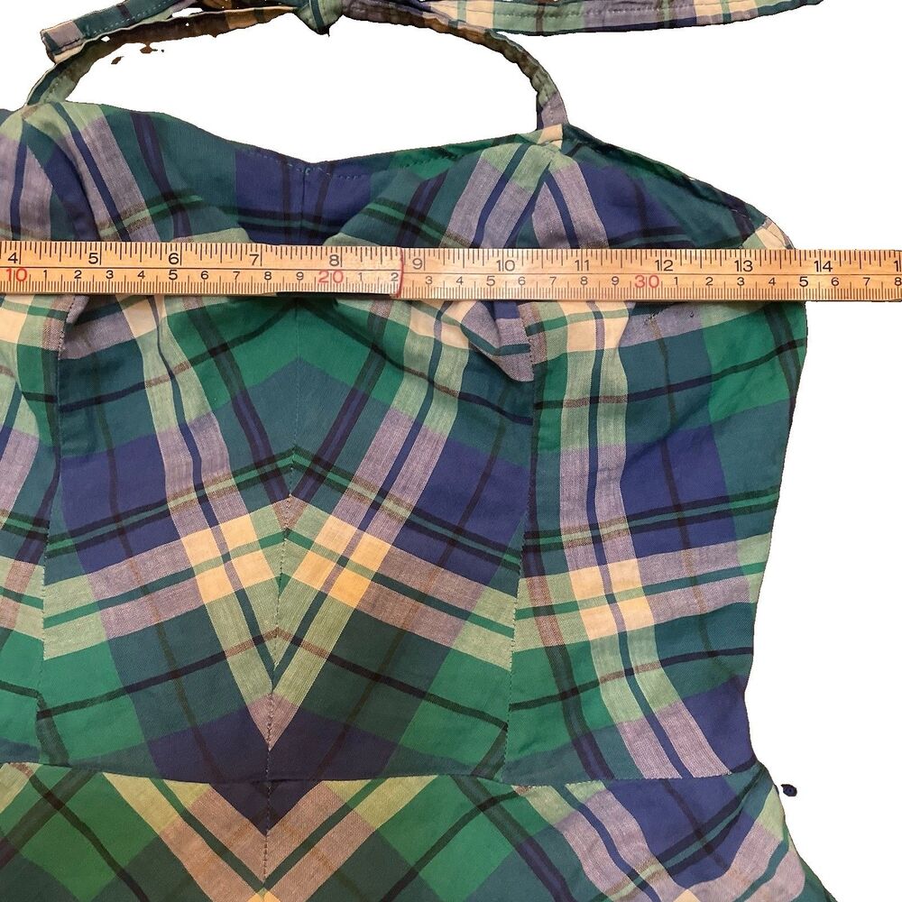 Vtg 50s Rose Marie Reid Plaid Halter Swimsuit Romper Bubble Playsuit Pinup XS/S - Picture 4 of 8